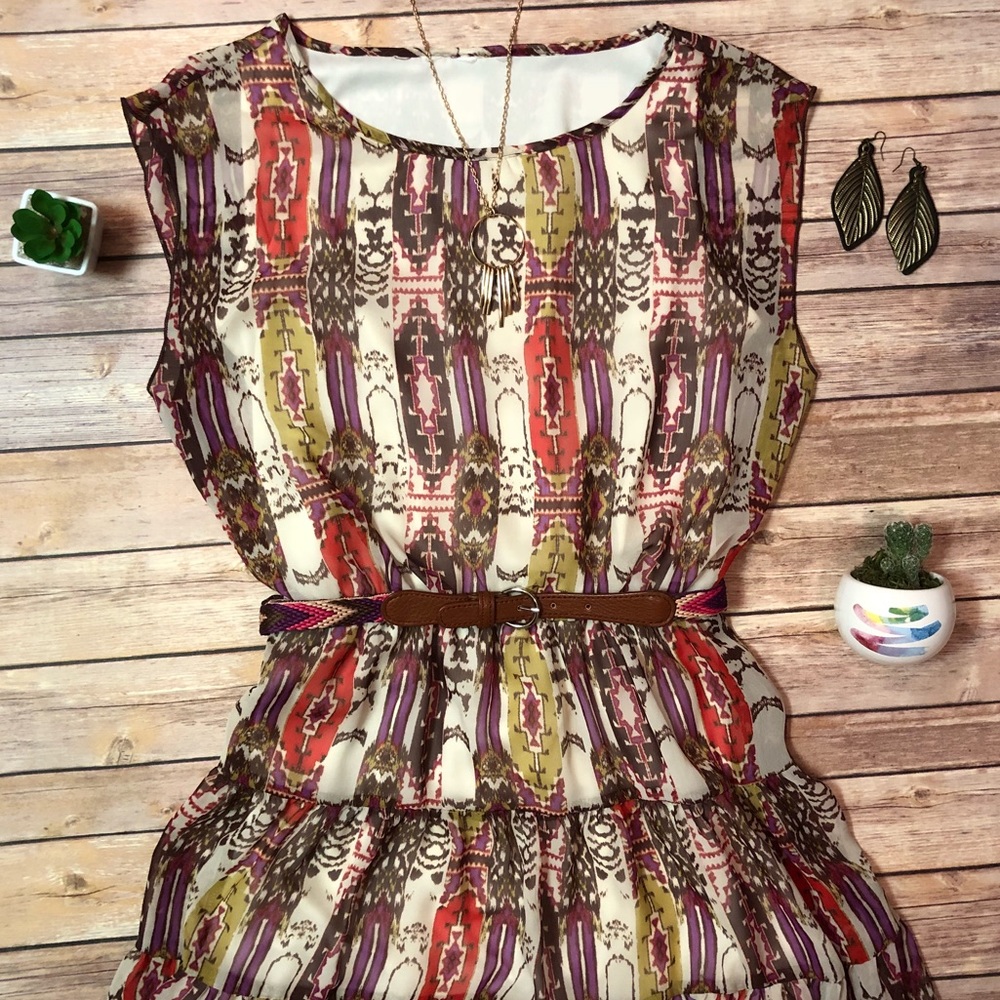 Aztec Tribal Print Boho Festival Dress - Picture 1 of 6